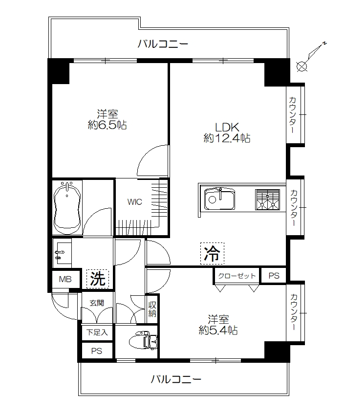 ライオンズマンション伊勢佐木町北間取り