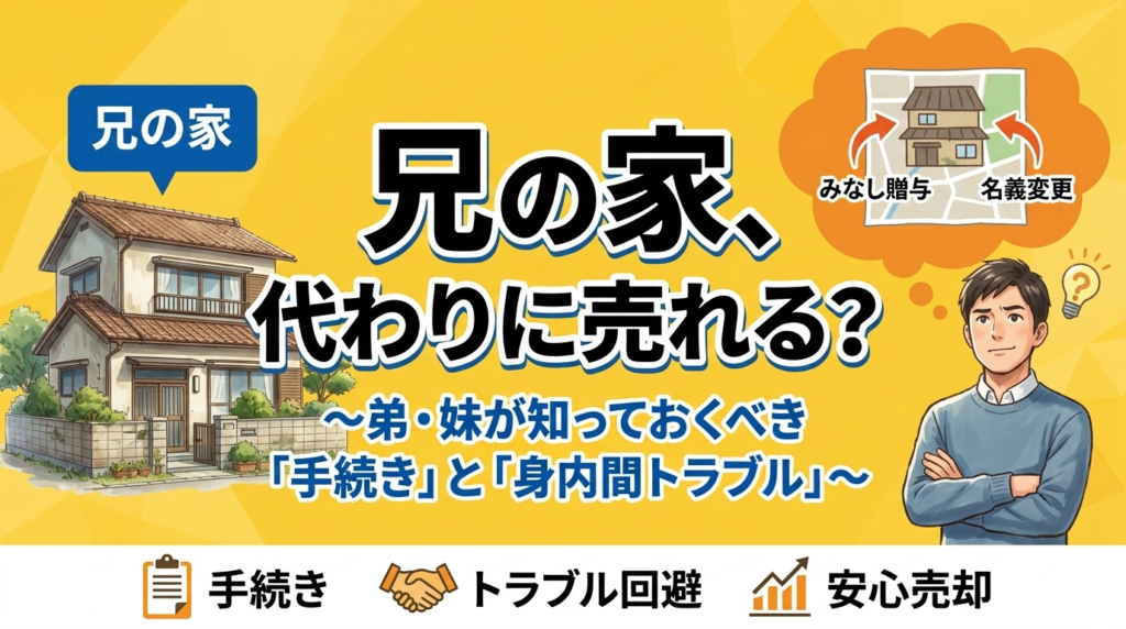 兄の家を代わりに売るには?親族間売買・税金・注意点を徹底解説