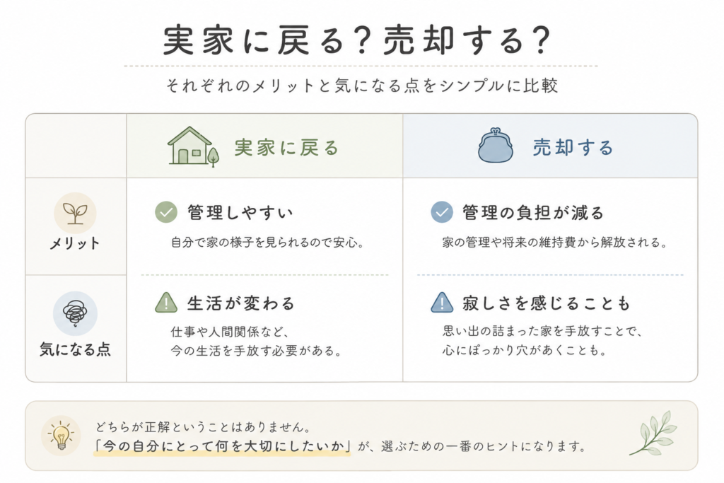 実家に戻るか売却するかシンプルに比較