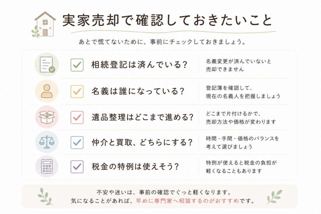 実家売却で確認しておきたいこと
