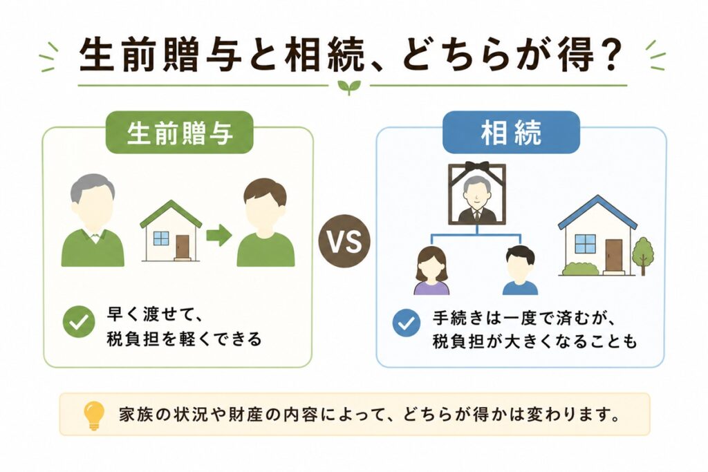 生前贈与 vs 相続の比較