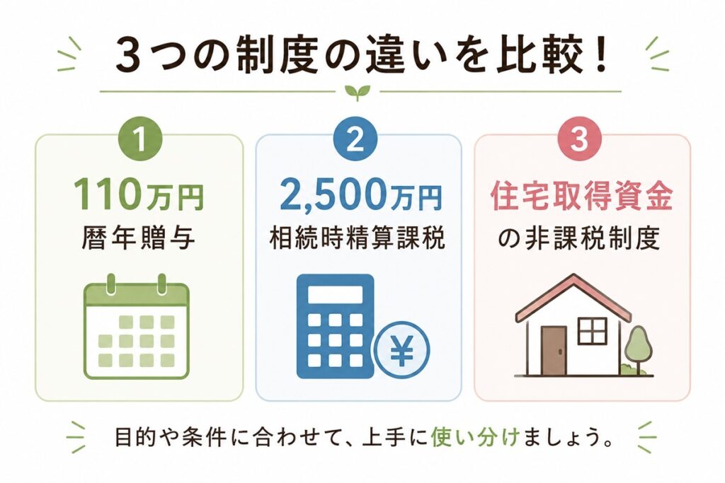 生前贈与の利用可能な3制度