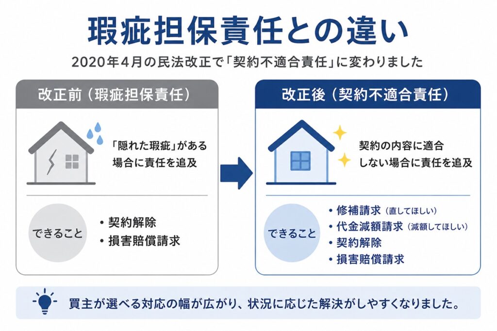 瑕疵担保責任と契約不適合責任の比較