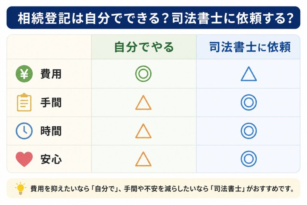 相続登記は自分でできる？司法書士に依頼する？